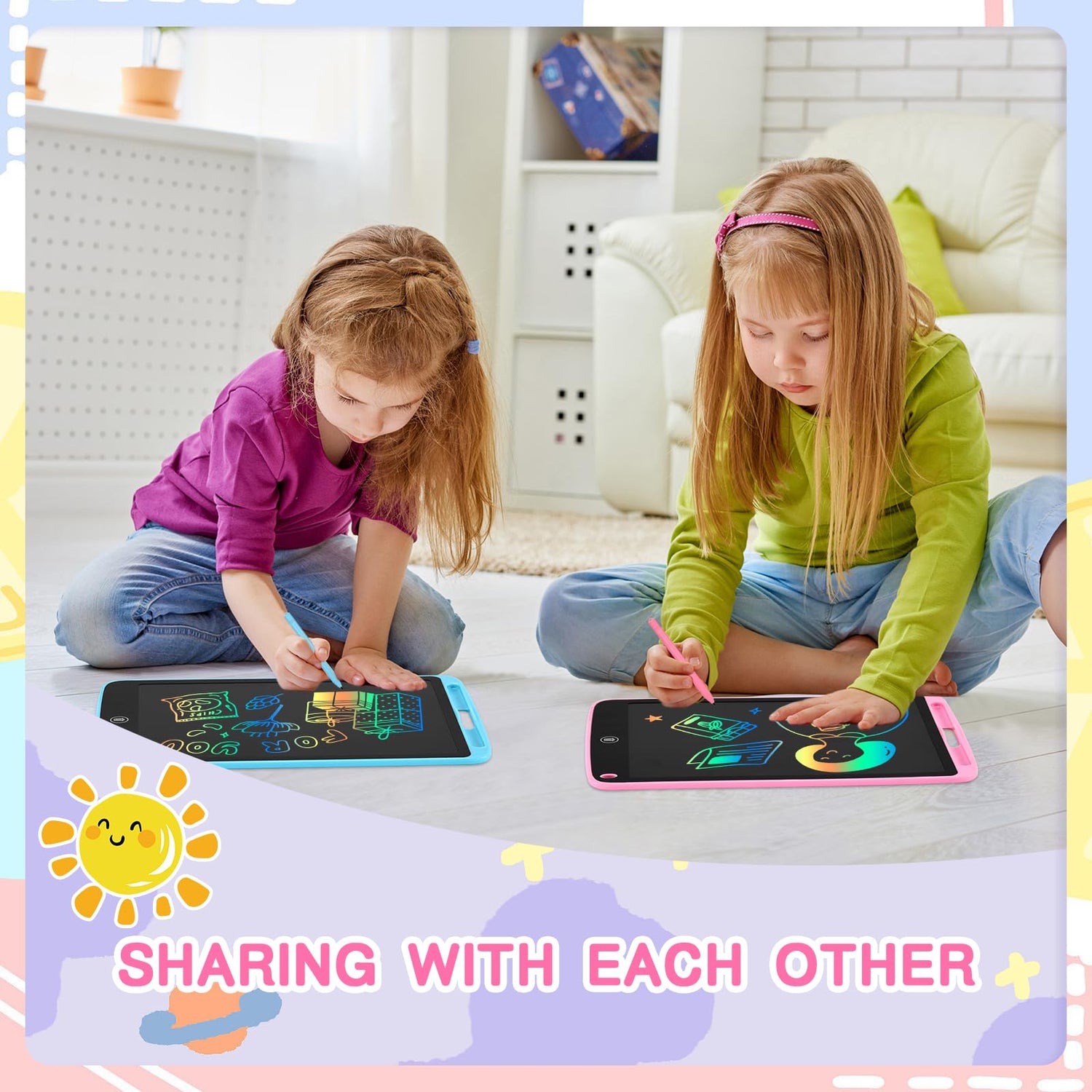cimetech 2 Pack LCD Writing Tablet for Kids Toys, Colorful Drawing Tablet Doodle Board Writing Pad for Toddler Gifts, Kids Travel Essentials, Christmas Stocking Stuffers for 3-12 Years Boys Girls