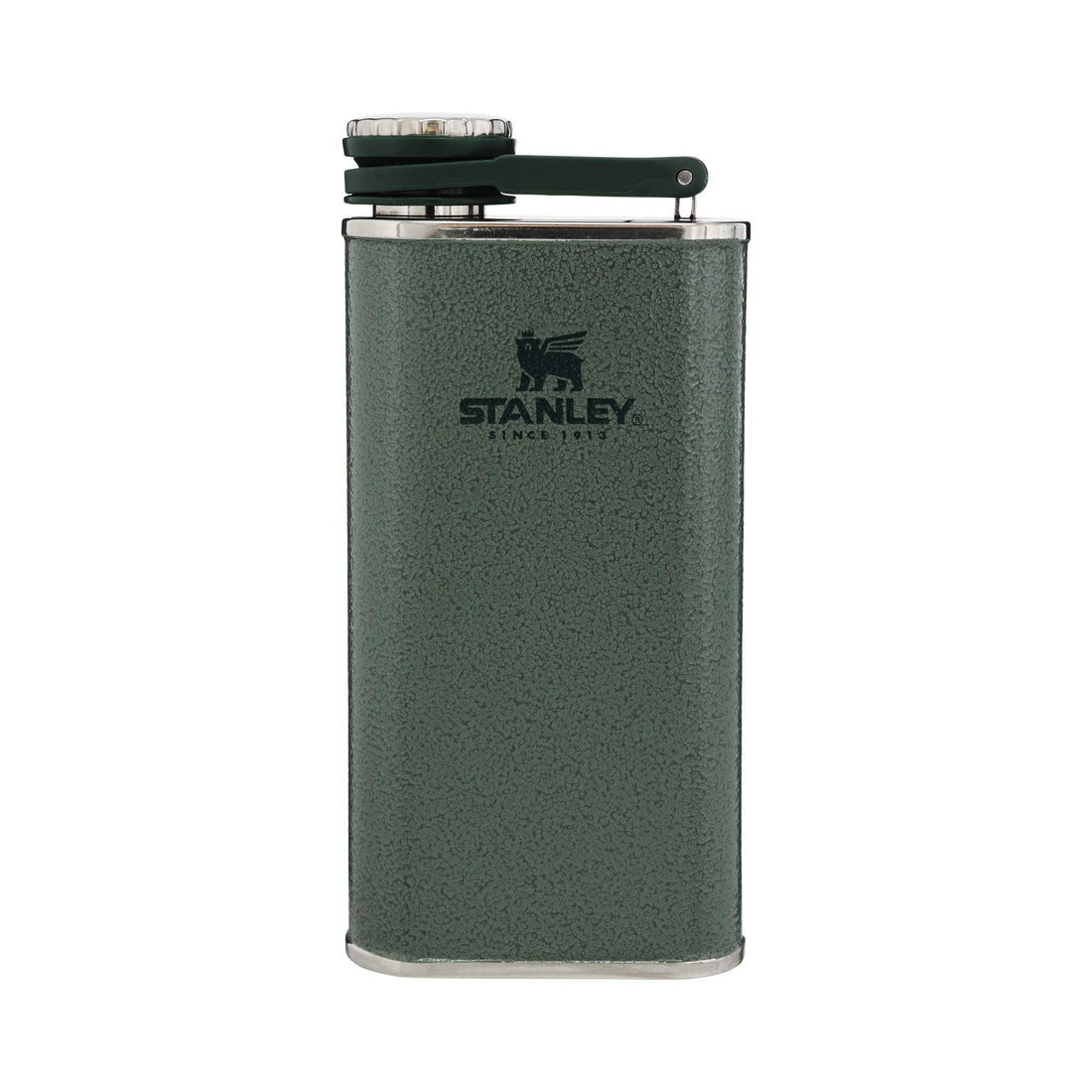 Stanley Classic Flask 8 oz / 0.23 L with Never-Lose Cap, Wide Mouth Stainless Steel Hip Flask for Easy Filling &amp; Pouring, Insulated BPA-Free Leak-Proof Flask,Hammertone Green