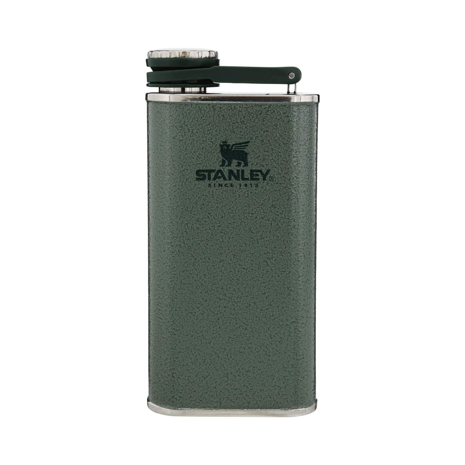 Stanley Classic Flask 8 oz / 0.23 L with Never-Lose Cap, Wide Mouth Stainless Steel Hip Flask for Easy Filling &amp; Pouring, Insulated BPA-Free Leak-Proof Flask,Hammertone Green