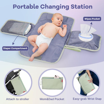 RUVALINO Diaper Bag Backpack, Multifunction Travel Pack Maternity Baby Changing Bags, Large Capacity, Waterproof, Beige
