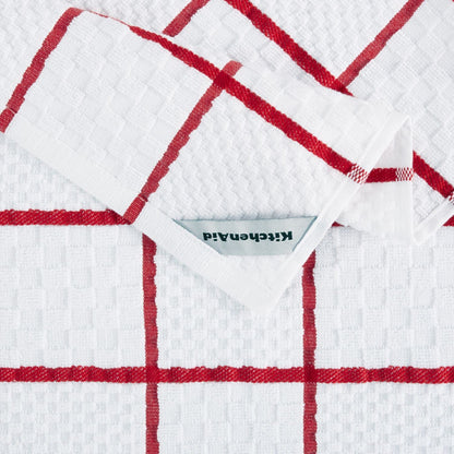 KITCHENAID Quilted Cotton Terry Cloth Oven Mitt, Pot Holder, Kitchen Towel 4-Pack Set, Heat Resistant, Silicone Grip, Gift Set, Milkshake, 16&quot;x26&quot;, 7&quot;x13&quot; &amp; 7&quot;x10&quot;