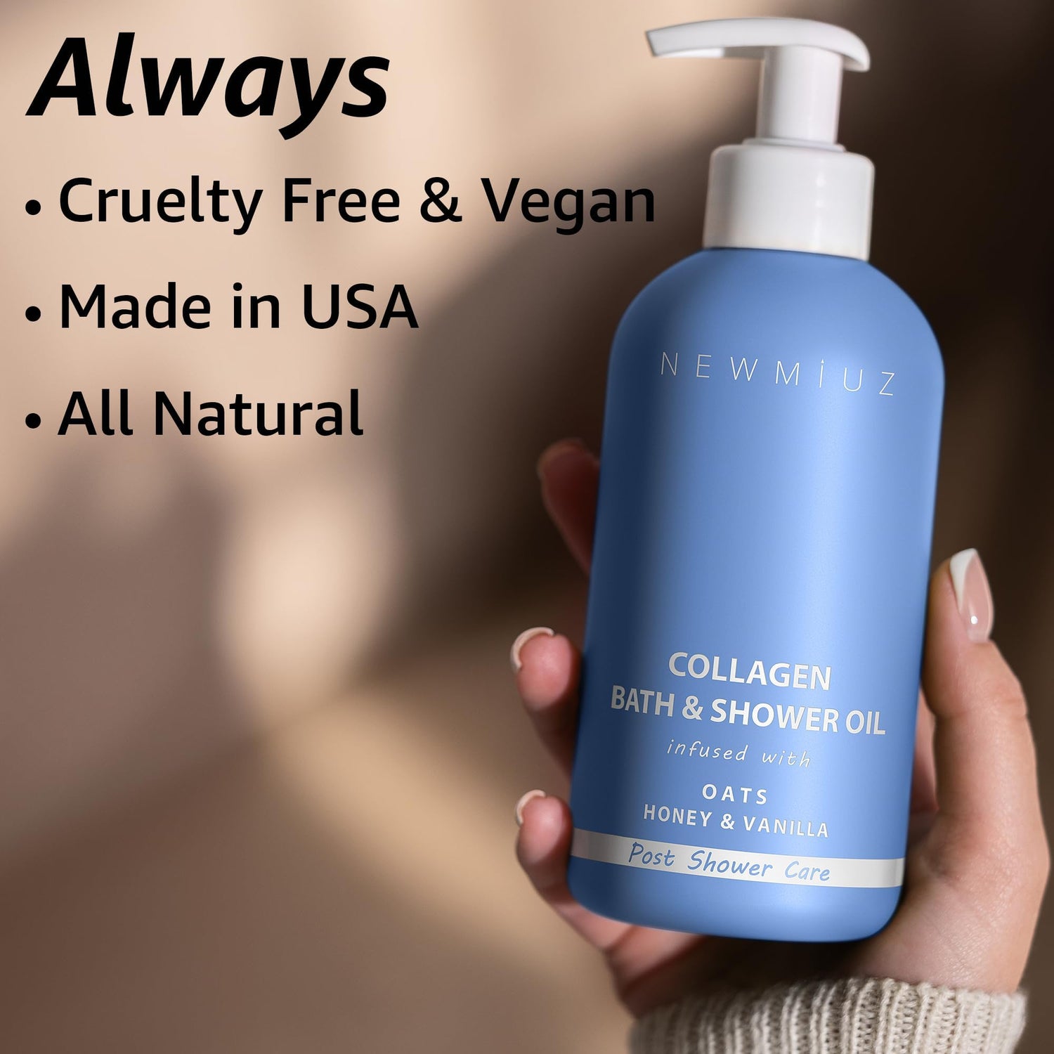 Collagen Shower Oil Body Wash - Natural Post Shower Care For Dry Skin in Shower Cleansing &amp; Softening Moisturizing lotion Body &amp; Legs Non Greasy Oatmeal Honey Vanilla Spa Self Care Spa Gift 10 Fl. Oz