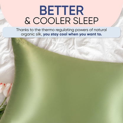 Blissy Silk Pillowcase - 100% Pure Mulberry Silk - 22 Momme 6A High-Grade Fibers - Silk Pillow Cover for Hair &amp; Skin - Regular, Queen &amp; King with Hidden Zipper (Standard,Blissy White)