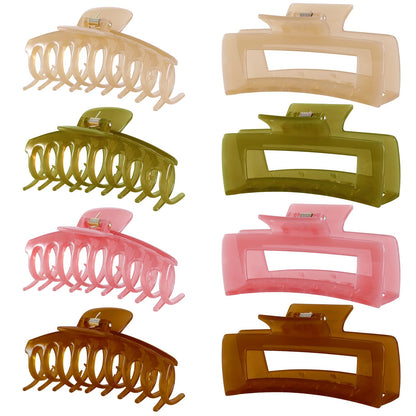 LuSeren Hair Clips for Women 4.3 Inch Large Hair Claw Clips for Women Thin Thick Curly Hair, Big Matte Banana Clips,Strong Hold jaw clips,Neutral Colors