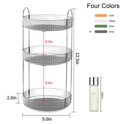 YCIA&amp;DONE 360 Rotating Makeup Organizer and Storage for Vanity Bathroom Countertop, High Capacity Cosmetic Skincare Perfume Organizer for Dresser Lazy Susan Organizers(Clear White,2 Tiers)