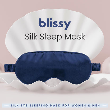 Blissy Silk Sleep Mask - Silk Eye Sleeping Mask for Women &amp; Men for Total Blackout - Silk Eye Mask - 100% Pure Mulberry Silk, 22 Momme 6a Fibers - Blindfold Silk Sleep Mask Side Sleeper Eye Cover