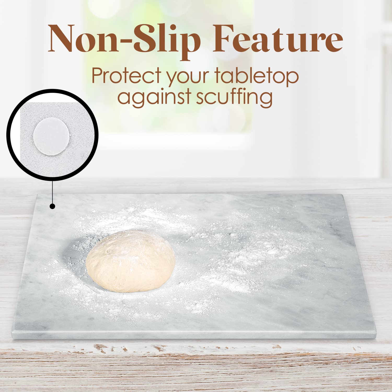 Marble and Cutting Pastry Board (12 x 16 Inches) - Marble Serving Tray for Cheese, Pastries, Bread - Large White Marble Slab for Cake Display Marble