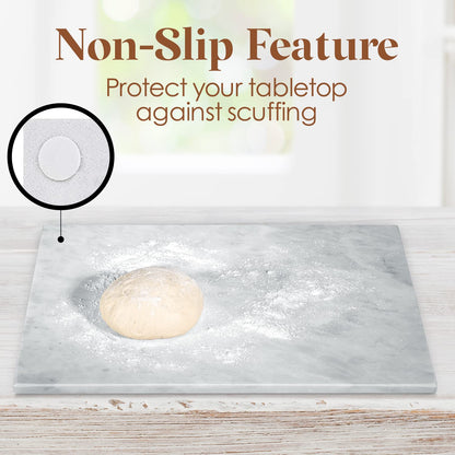 Marble and Cutting Pastry Board (12 x 16 Inches) - Marble Serving Tray for Cheese, Pastries, Bread - Large White Marble Slab for Cake Display Marble
