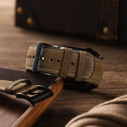 Bestig Compatible with Apple Watch Band 49mm 46mm 45mm 44mm 42mm(Series 3 2 1) Apple Watch Leather Bands Genuine Leather for iWatch Strap Ultra Series 10 9 8 7 6 5 4 SE Women Man-Redbrown/Black