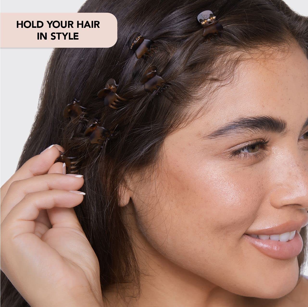 Kitsch Small Hair Clips for Women, Recycled Plastic Small Claw Clips &amp; Mini Claw Clips for Hair, Mini Hair Clips for Thin Hair, Tiny Jaw Clip for Hair, 16 pcs (Tortoise &amp; Black)