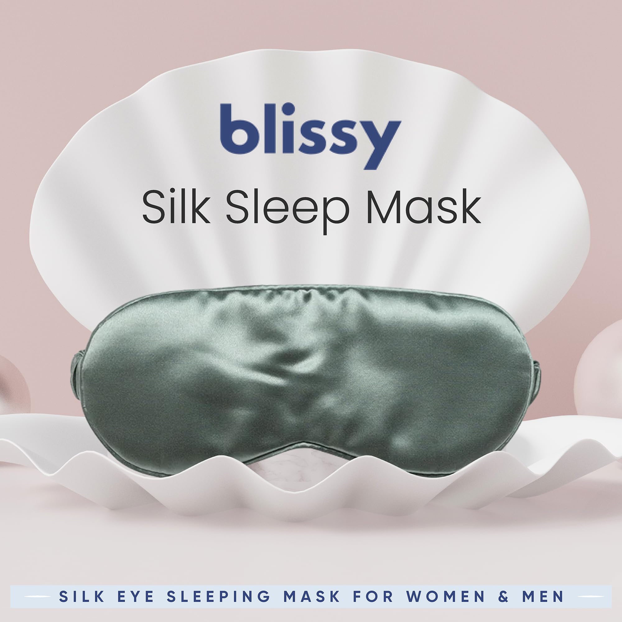 Blissy Silk Sleep Mask - Silk Eye Sleeping Mask for Women &amp; Men for Total Blackout - Silk Eye Mask - 100% Pure Mulberry Silk, 22 Momme 6a Fibers - Blindfold Silk Sleep Mask Side Sleeper Eye Cover