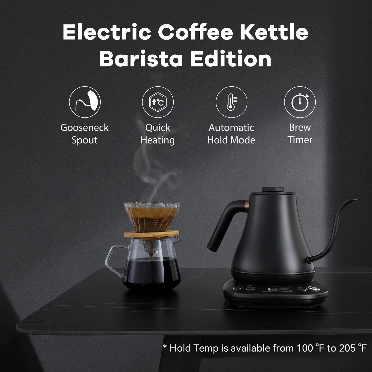Mecity Electric Gooseneck Kettle With Keep Warm Function &amp; LCD Display Automatic Shut Off Coffee Kettle Temperature Control Pour Over Kettle 1200 Watt, 0.8L, 120V, Off White