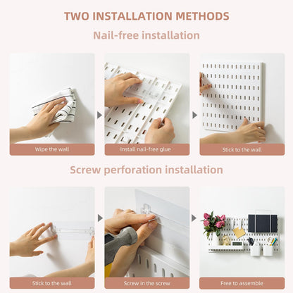 VUSIGN Pegboard Combination Wall Organizer Kit, 4 Pieces Pegboards and 17 Accessories Modular Hanging, Wall Mount Display Peg Board Panel Kits for Bedroom, Home, Office, Bathroom, 22&quot; x 22&quot;, Pink