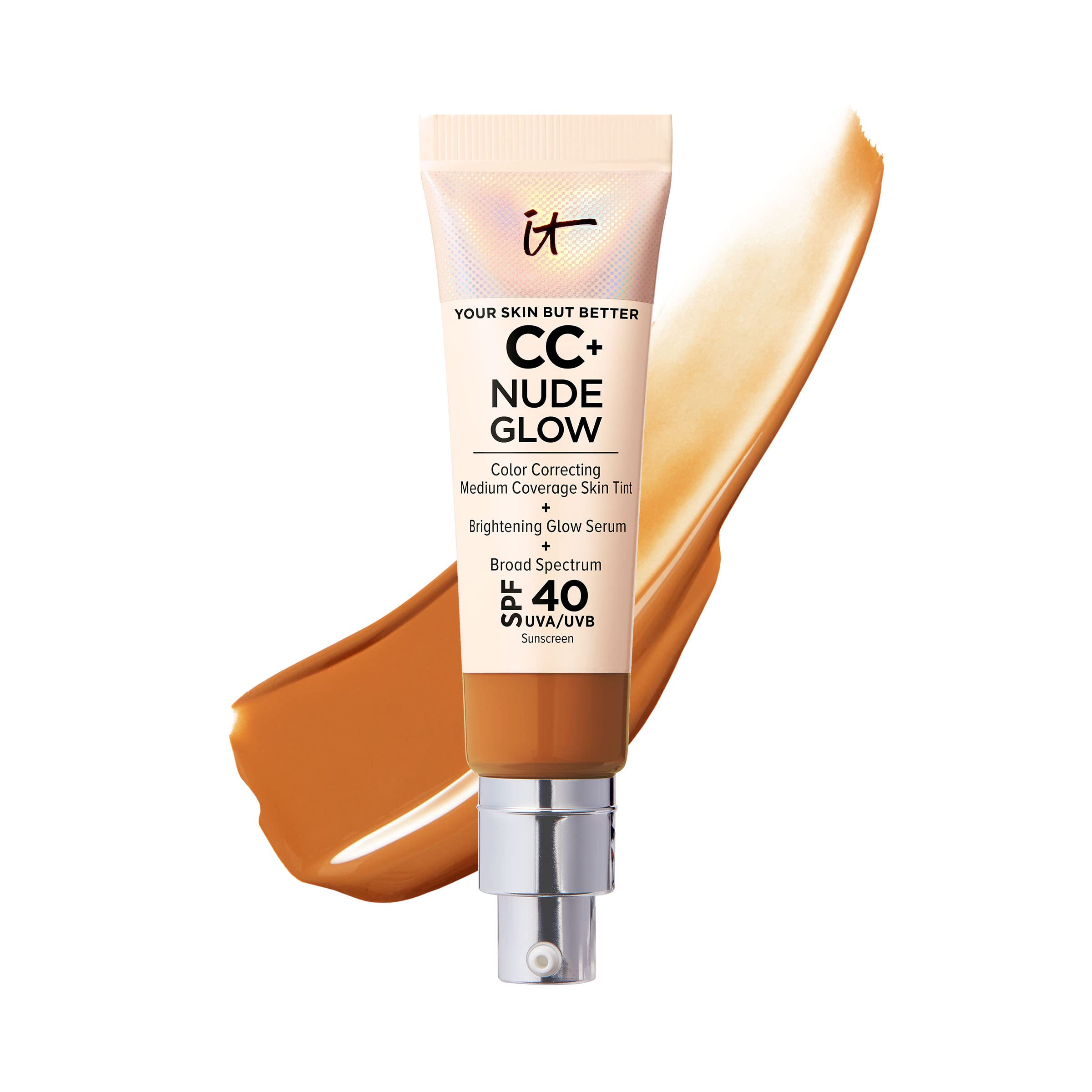 IT Cosmetics CC+ Nude Glow Lightweight Foundation + Glow Serum with SPF 40 - With Niacinamide, Hyaluronic Acid &amp; Green Tea Extract - 1.08 fl oz