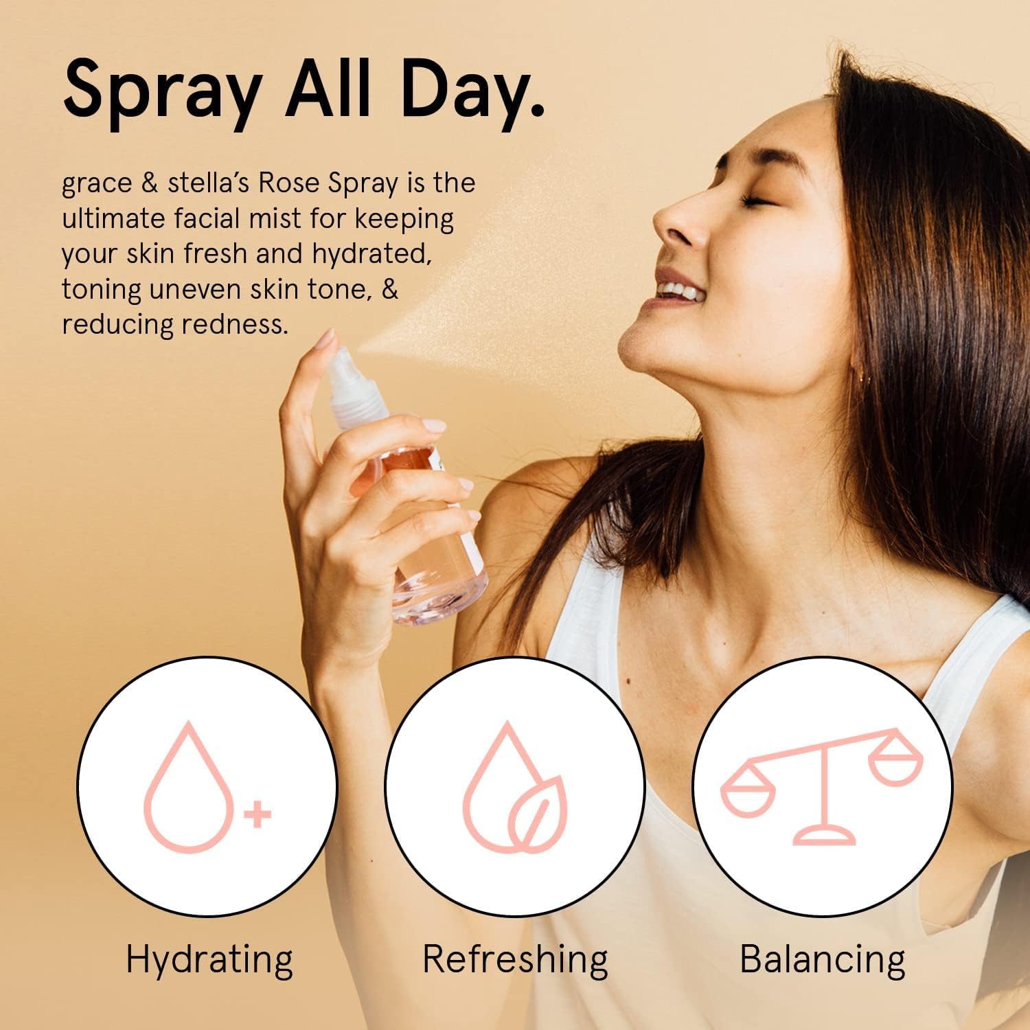 grace &amp; stella Award Winning Rose Water Facial Spray (240ml) - Vegan
