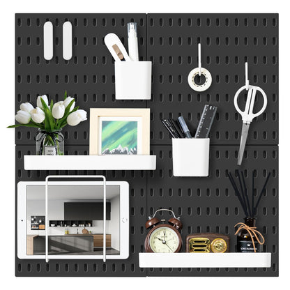 VUSIGN Pegboard Combination Wall Organizer Kit, 4 Pieces Pegboards and 17 Accessories Modular Hanging, Wall Mount Display Peg Board Panel Kits for Bedroom, Home, Office, Bathroom, 22&quot; x 22&quot;, Pink