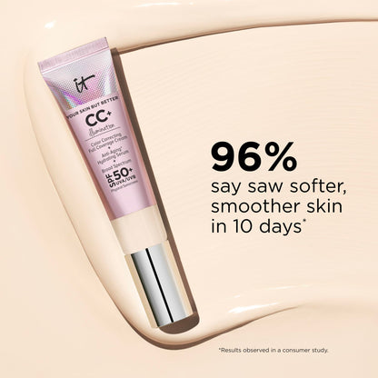 IT Cosmetics Your Skin But Better CC+ Cream Illumination - Color Correcting Cream, Full-Coverage Foundation, Hydrating Serum &amp; SPF 50+ Sunscreen Radiant Finish 1.08 fl oz