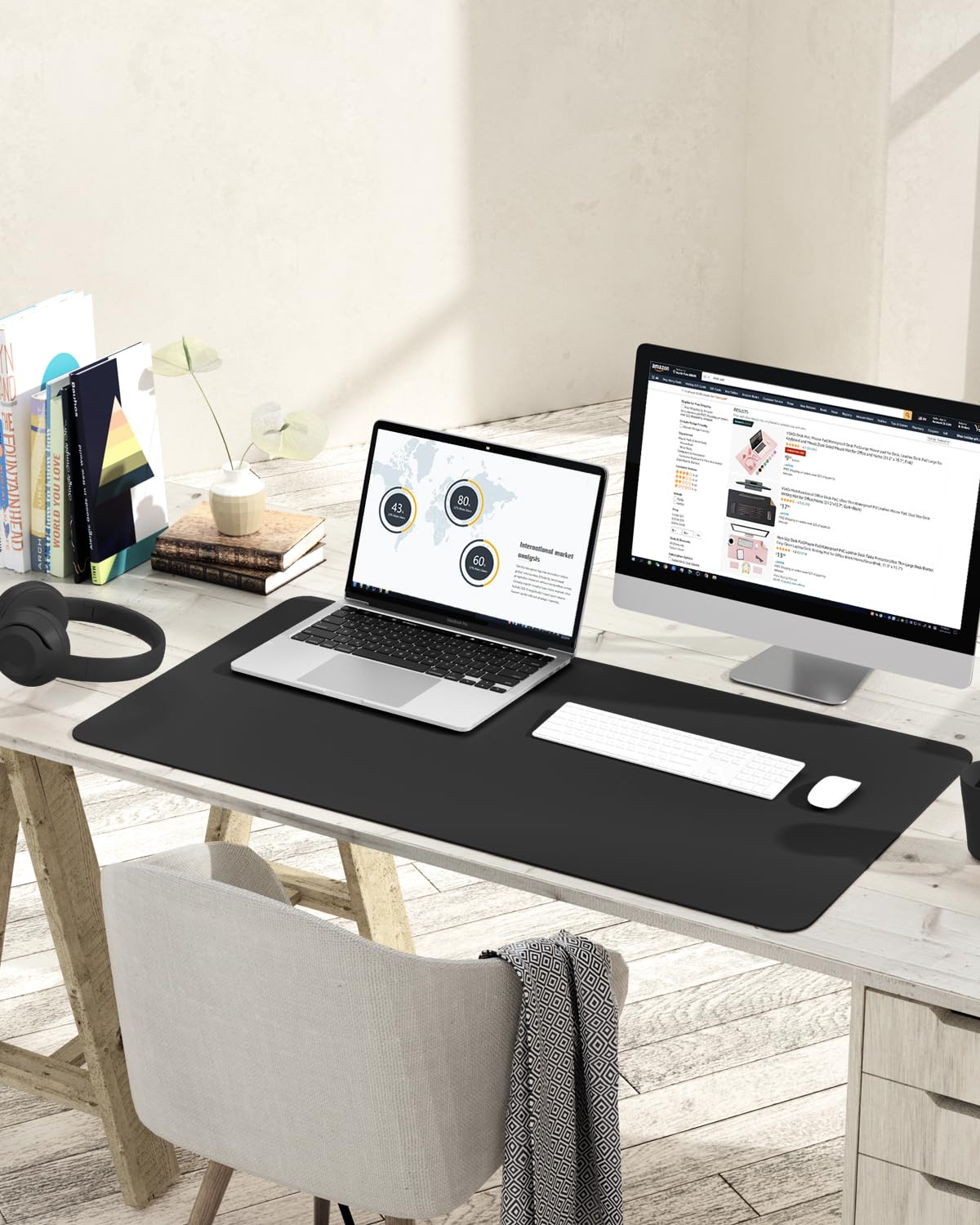 Non-Slip Desk Pad,Mouse Pad,Waterproof PVC Leather Desk Table Protector,Ultra Thin Large Desk Blotter, Easy Clean Laptop Desk Writing Mat for Office Work/Home/Decor(Pink, 23.6&quot; x 13.7&quot;)
