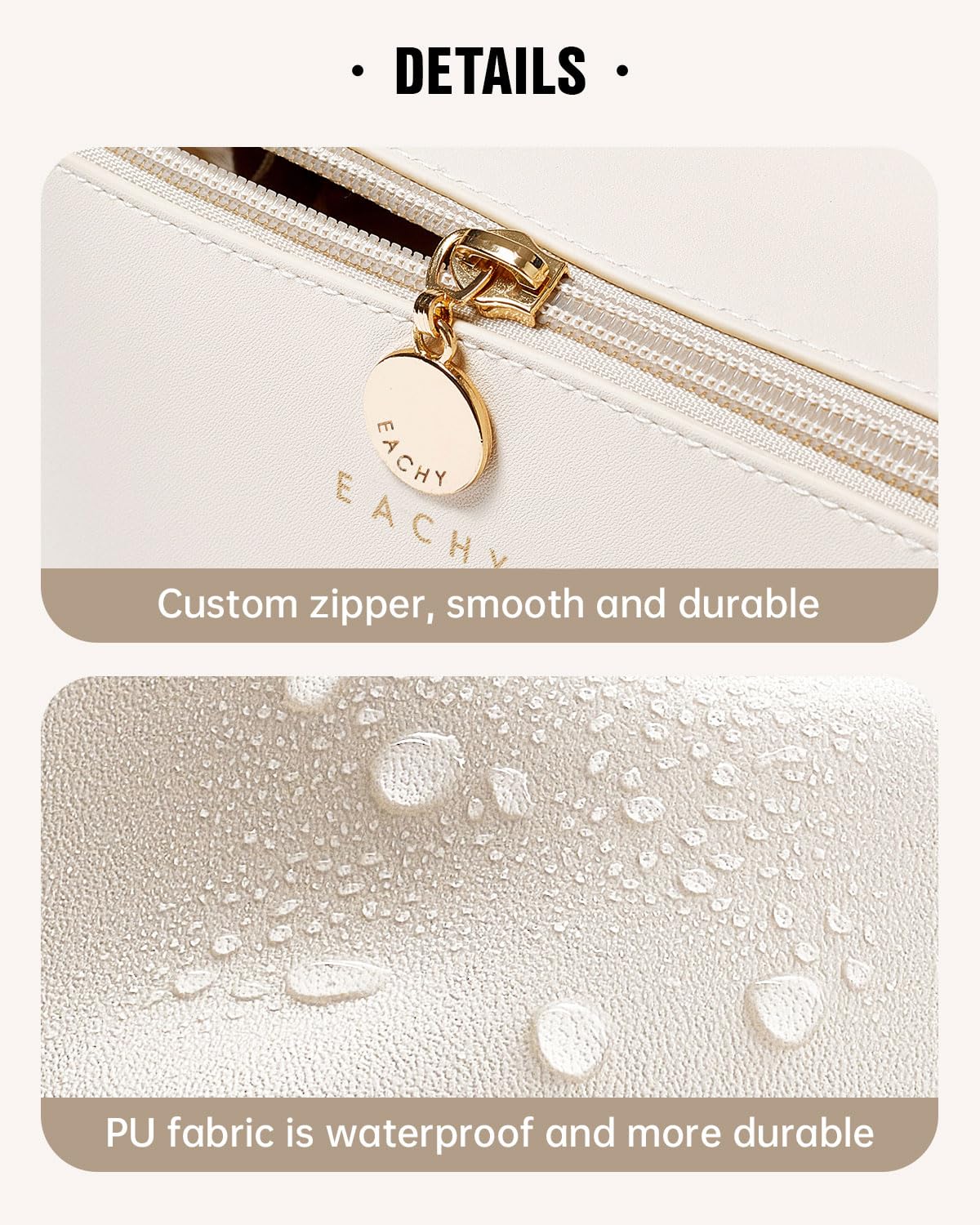 EACHY Travel Makeup Bag,Large Capacity Cosmetic Bags for Women,Waterproof Portable Pouch Open Flat Toiletry Bag Make up Organizer with Divider and Handle