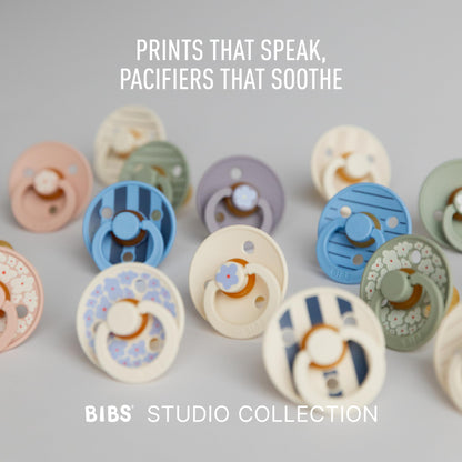BIBS Pacifiers - Studio Collection | Natural Rubber Baby Pacifier | Set of 2 BPA-Free Soothers | Made in Denmark | (Blush mix, 0-6 Months)