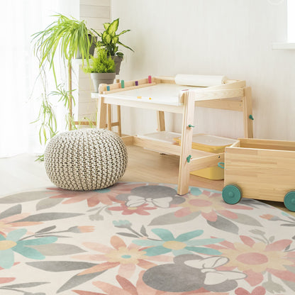 RUGGABLE Disney Classic Minnie Mouse Washable Rug - Perfect Area Rug for Nursery Playroom Kids Room - Pet &amp; Child Friendly - Stain &amp; Water Resistant - Trellis Pink 5&