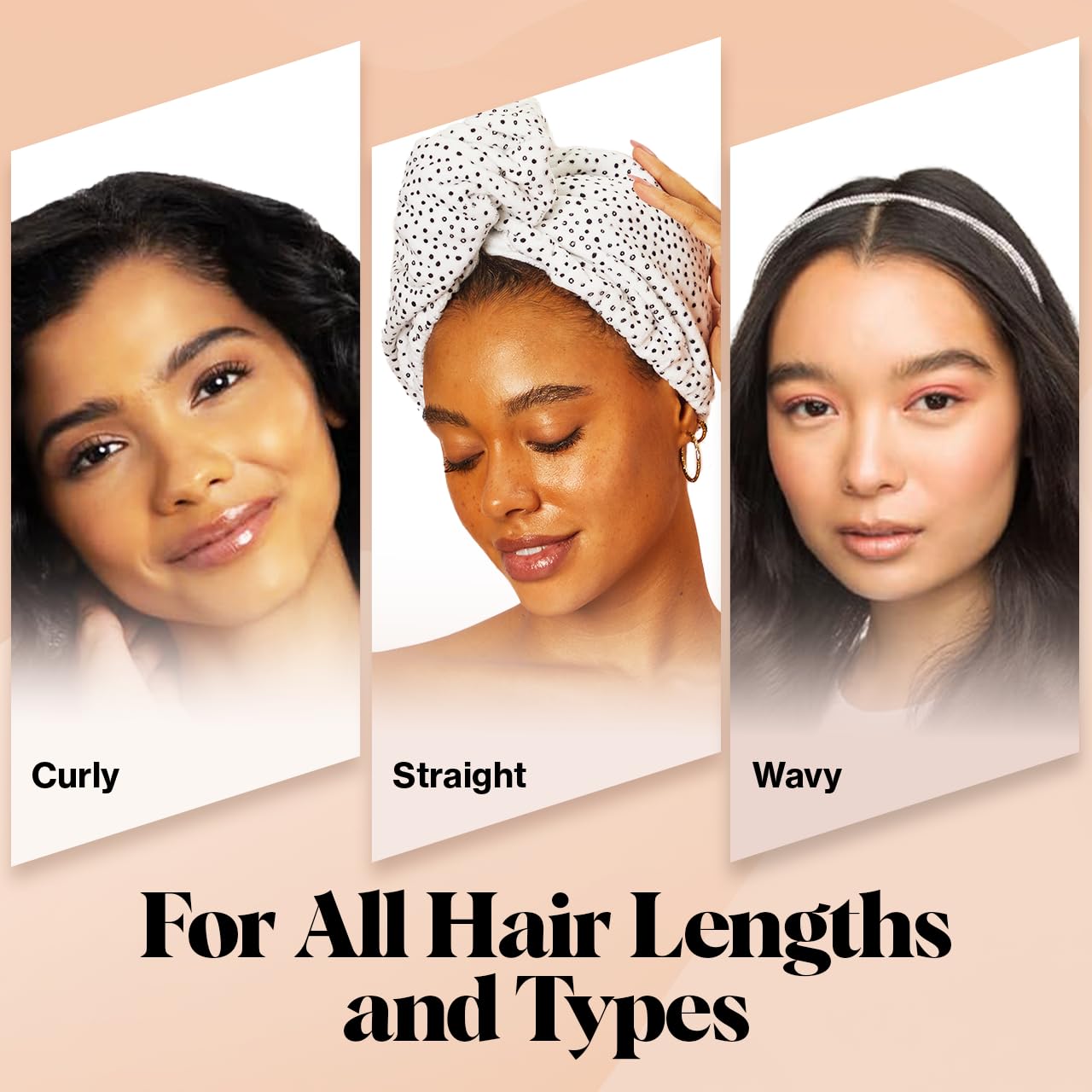 Kitsch Microfiber Hair Towel Wrap - Quick Dry Curly Hair Wraps for Women Wet Hair | Microfiber Towel for Hair | Hair Drying Towel Wrap | Hair Towels for Women | Hair Turban for Wet Hair (Blush)