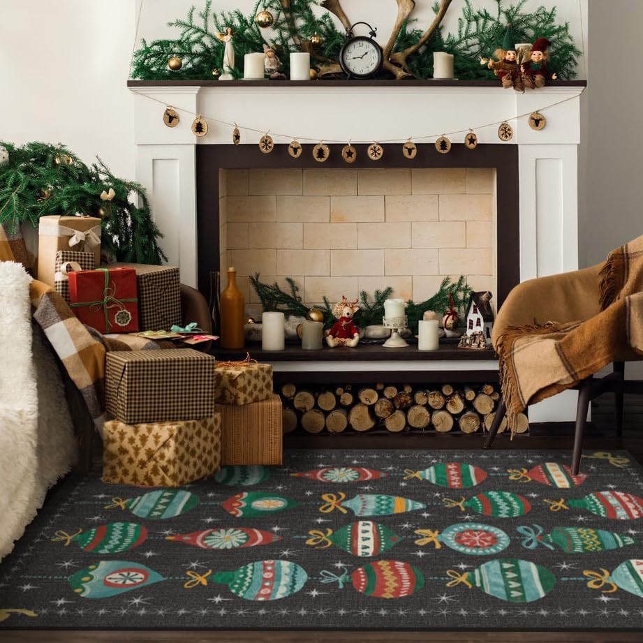 RUGGABLE Winter Plaid Washable Rug - Perfect Holiday Area Rug for Living Room Bedroom Kitchen - Pet &amp; Child Friendly - Stain &amp; Water Resistant - Dress Stewart Tartan Plaid 3&