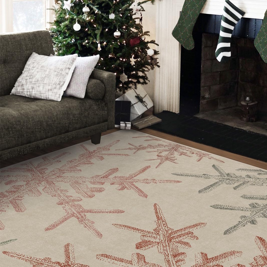 RUGGABLE Winter Plaid Washable Rug - Perfect Holiday Area Rug for Living Room Bedroom Kitchen - Pet &amp; Child Friendly - Stain &amp; Water Resistant - Dress Stewart Tartan Plaid 3&