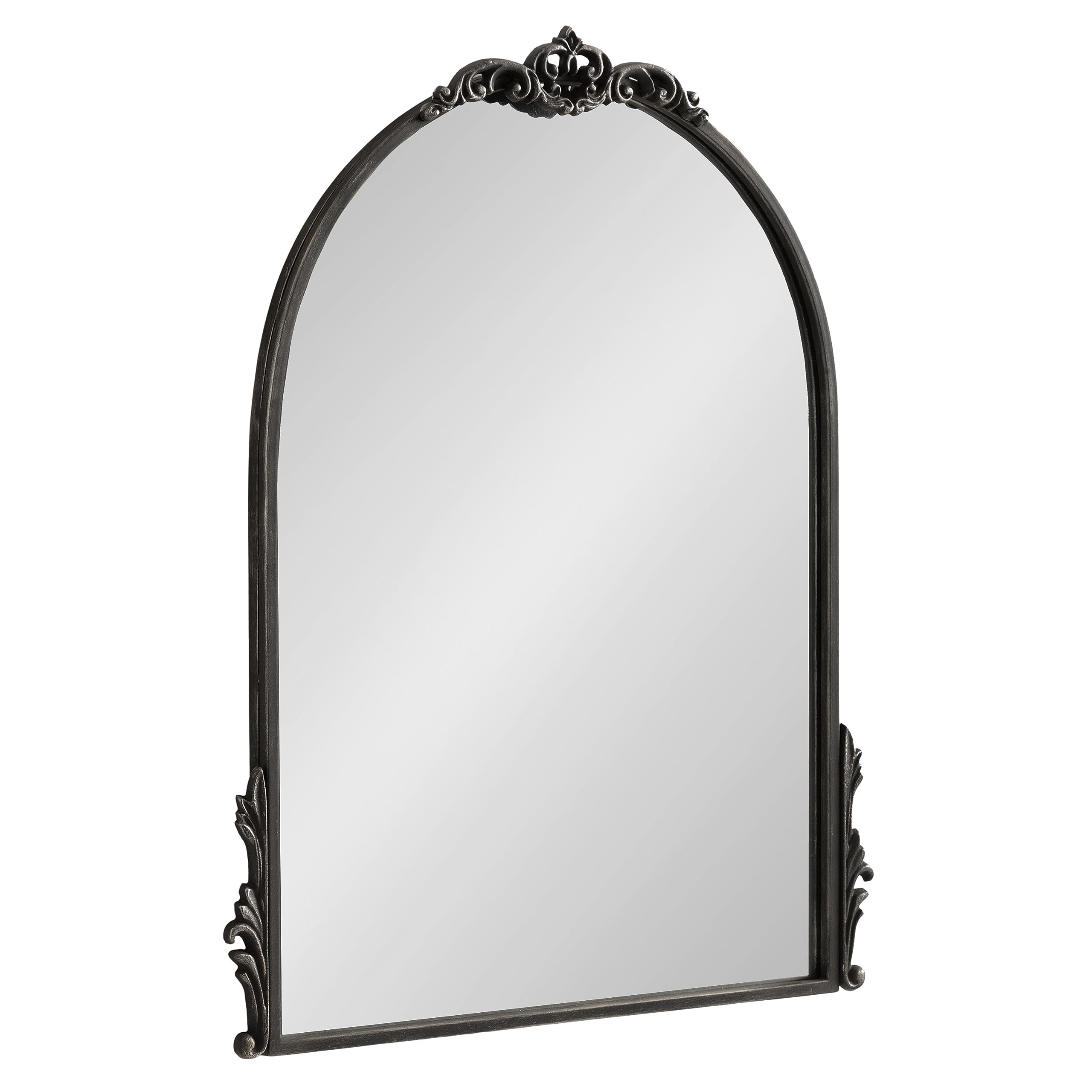 Kate and Laurel Myrcelle Traditional Arched Mirror, 25 x 33, Gold, Decorative Large Arch Mirror with Ornate Garland Detailing Along The Crown and Edges of The Frame