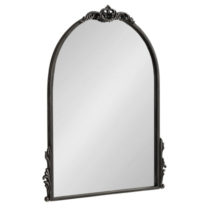 Kate and Laurel Myrcelle Traditional Arched Mirror, 25 x 33, Gold, Decorative Large Arch Mirror with Ornate Garland Detailing Along The Crown and Edges of The Frame