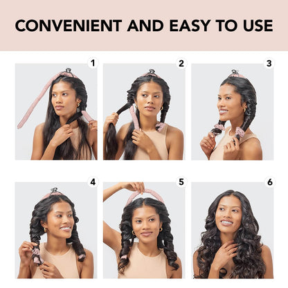 Kitsch Satin Heatless Curling Set for No-Heat Soft Curls | Overnight Hair Curlers &amp; Curling Rod Headband, Frizz-Free Styling | Gentle Rollers for All Hair Types - 1 Pack (Charcoal)