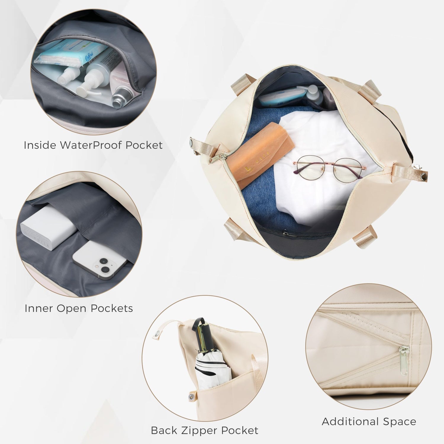 Merax 3 Pcs ABS Hardside Luggage Sets TSA Lock Spinner Wheel Suitcases, Pearly White, 20/24/28 Inch