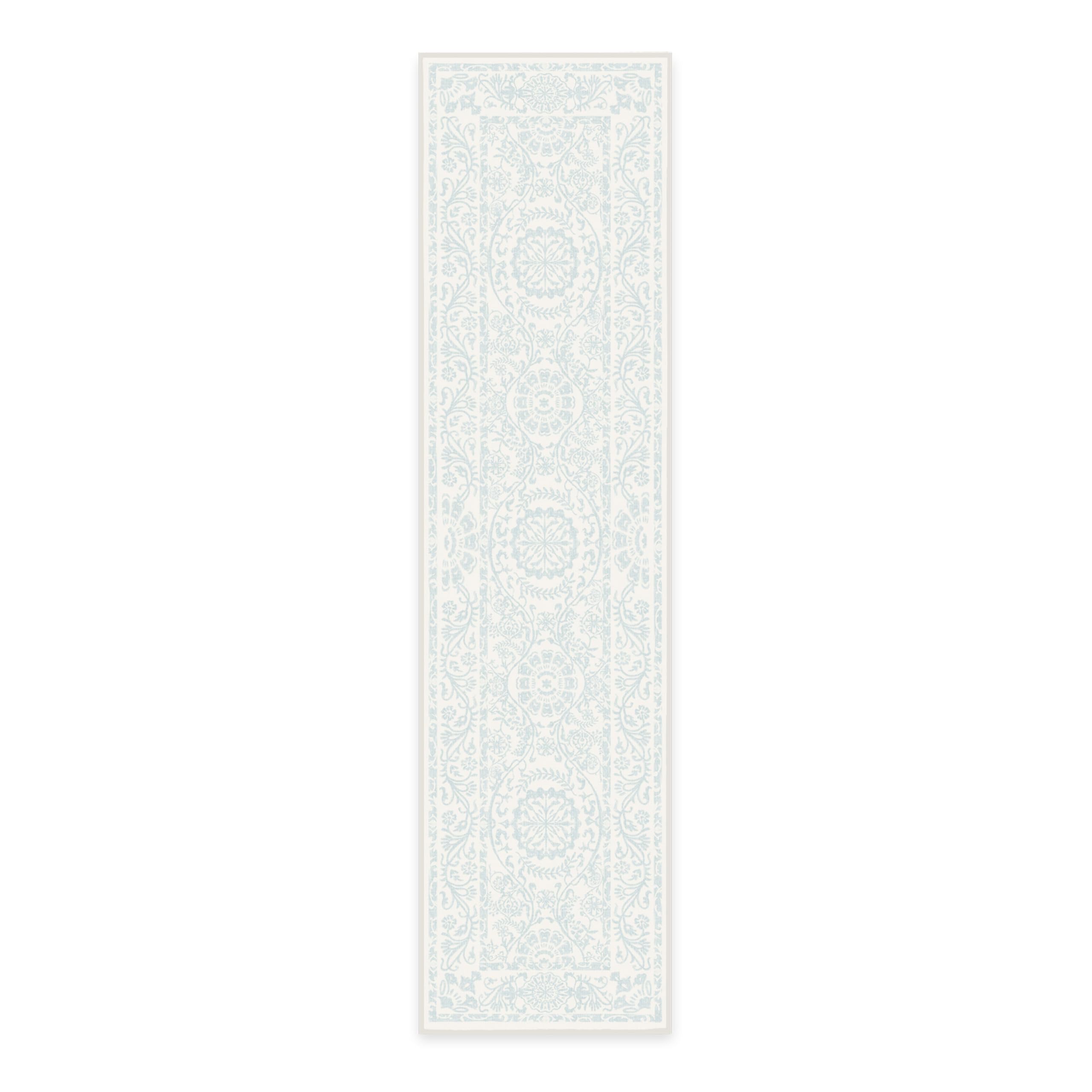 RUGGABLE Washable 2x3 Area Rug, Delphina Delft Blue, Premium Vintage Rugs for Living Room, Bedroom, Kitchen, Office, Classroom with Gripper Non Slip Pad