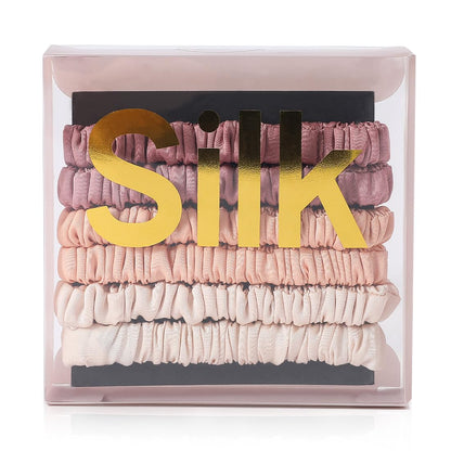 6PCS Silk Scrunchies for Hair, 100% Mulberry Silk Hair Ties, Scrunchies for Women Girls, Elastic Ponytail Holders No Damage