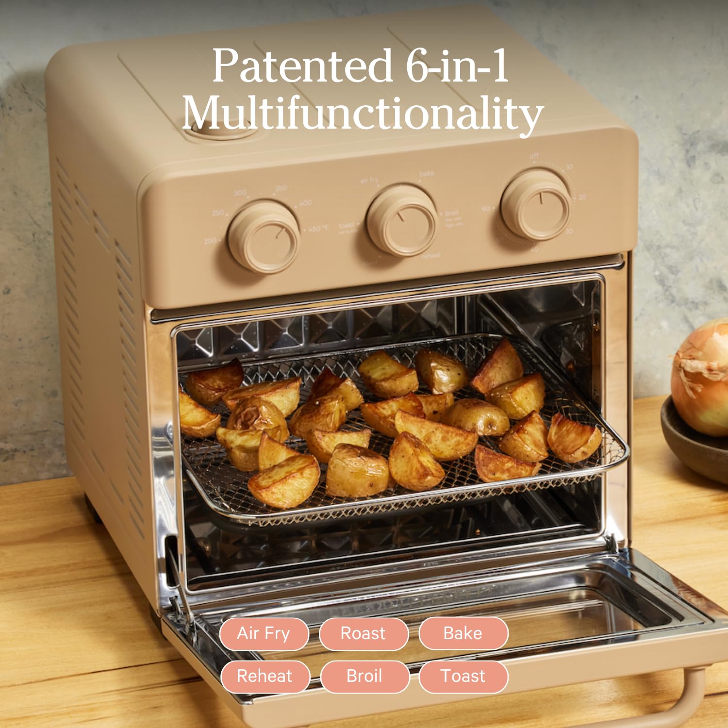 Our Place Wonder Oven | 6-in-1 Air Fryer &amp; Toaster Oven with Steam Infusion | Compact, Countertop Friendly, Fast Preheat, Multifunctional | Air Fry, Toast, Roast, Bake, Reheat &amp; Broil | Steam