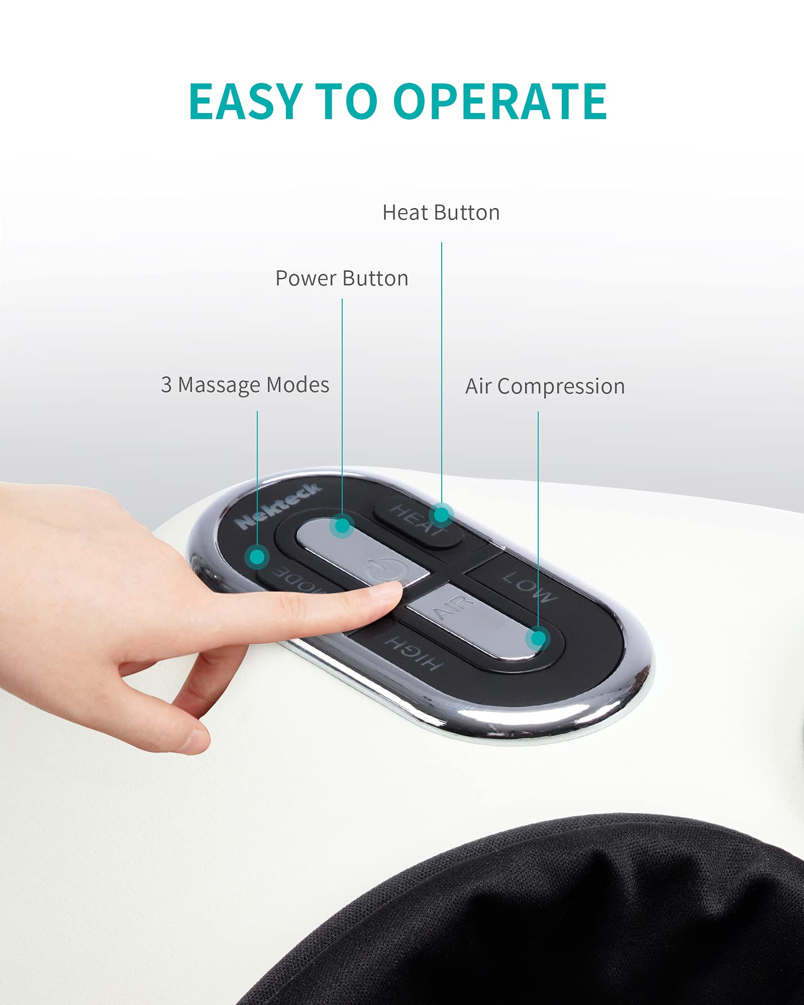 Nekteck Shiatsu Foot Massager Machine with Soothing Heat, Deep Kneading Therapy, Air Compression, Improve Blood Circulation and Foot Wellness,Relax for Home or Office Use(Beige)