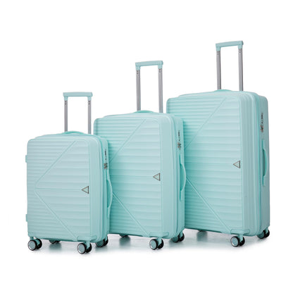 Merax 3 Pcs ABS Hardside Luggage Sets TSA Lock Spinner Wheel Suitcases, Pearly White, 20/24/28 Inch
