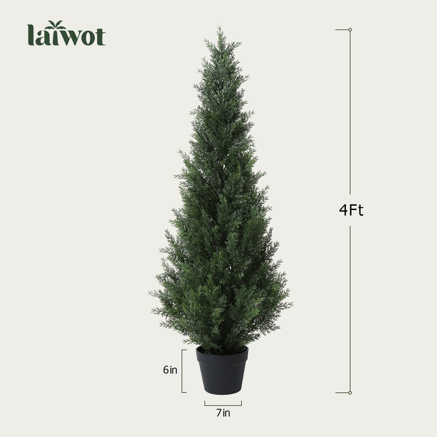 3FT Artificial Cedar Topiary Trees for Outdoors Potted Fake Cypress Trees Faux Evergreen Plants for Home Porch Decor Set of 2