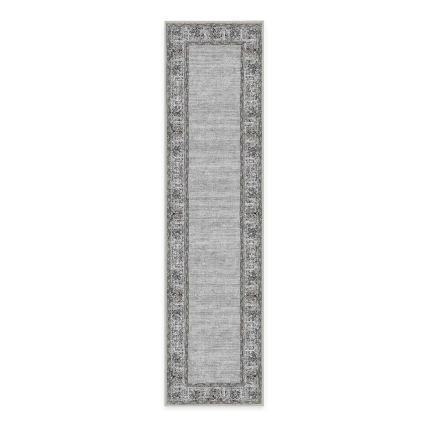 RUGGABLE Zinnia Runner Rug - Perfect Boho Washable Rug for Entryway Hallway Kitchen - Pet &amp; Child Friendly - Stain &amp; Water Resistant - Grey 2.5&