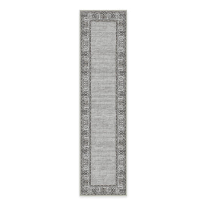 RUGGABLE Zinnia Runner Rug - Perfect Boho Washable Rug for Entryway Hallway Kitchen - Pet &amp; Child Friendly - Stain &amp; Water Resistant - Grey 2.5&