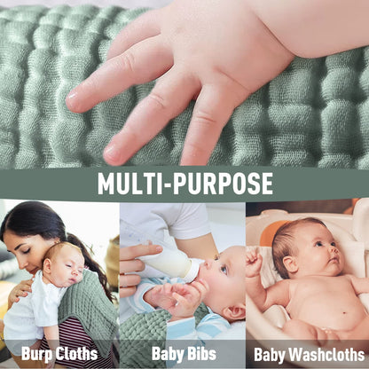 Yoofoss Muslin Burp Cloths for Baby 10 Pack 100% Cotton Baby Washcloths for Boys Girls Large 20&