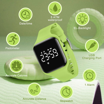 Kids Watch, No App Fitness Tracker Watch for Kids Teenager Digital Watch with Steps Counter/Distance/Calories/Alarm/Stopwatch Fitness Watch for Kids Girls Boys Gift for Teens