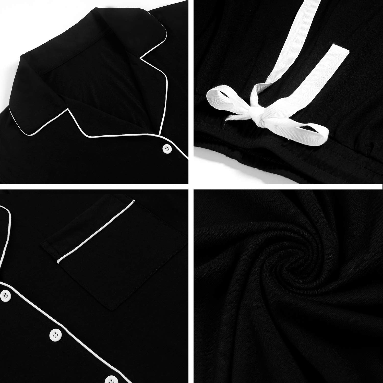 Senert Pajamas Set For Women Short Sleeve Sleepwear Soft Button Down Pjs Set Nightwear Lounge Sets S-XXL