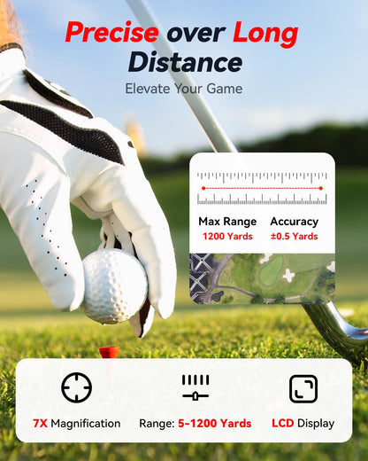 REDTIGER Golf Rangefinder with Slope, 1200 Yards Laser Range Finder Golfing, 7X Magnification, Flag Pole Locking Vibration, Rechargeable Range Finders with Magnet Stripe
