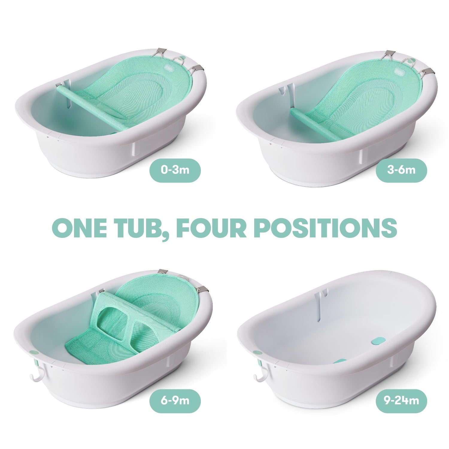 Frida Baby 4-in-1 Grow-with-Me Baby Bathtub, Baby Tub for Newborns to Toddler with Removable Bath Seat &amp; Backrest for Bath Support in Tub
