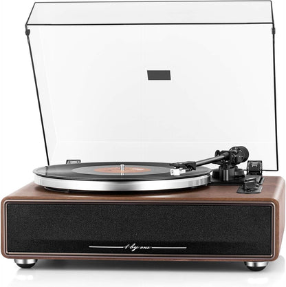 Belt Drive Record Player with Built-in Speakers,Bluetooth Turntable with Magnetic Cartridge,Preamp and Adjustable Counterweight