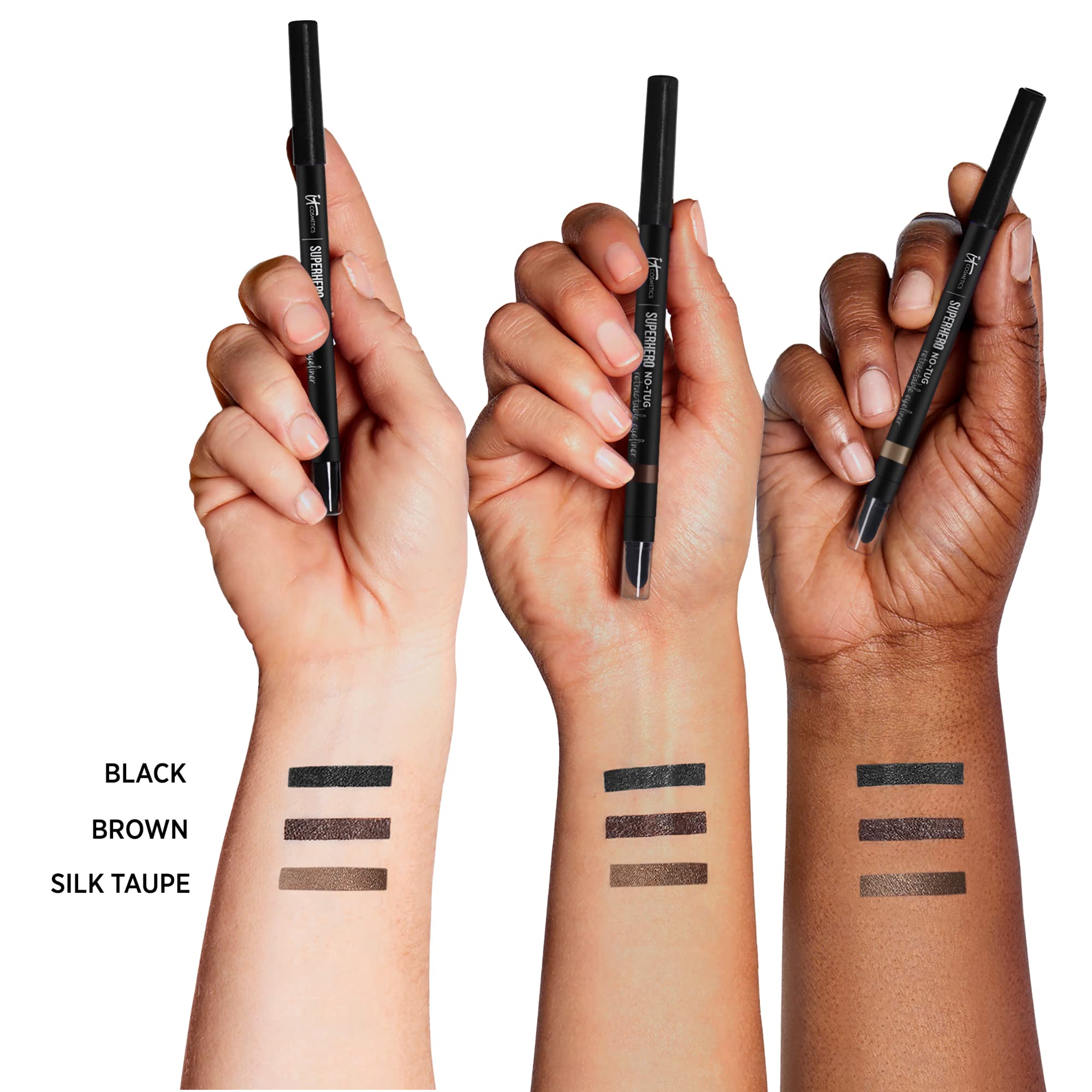 IT Cosmetics Superhero No-Tug Retractable Eyeliner - All-Day Wear, Waterproof Formula Won’t Smudge - With Avocado Oil, Chamomile Extract, Vitamin E &amp; Carnauba Wax - 0.008 oz