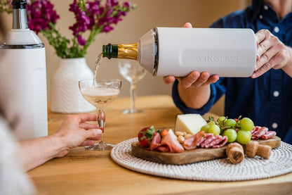 Vinglacé Wine Bottle Chiller- Portable Champagne Insulator- Stainless Steel Wine Cooler Sleeve, White