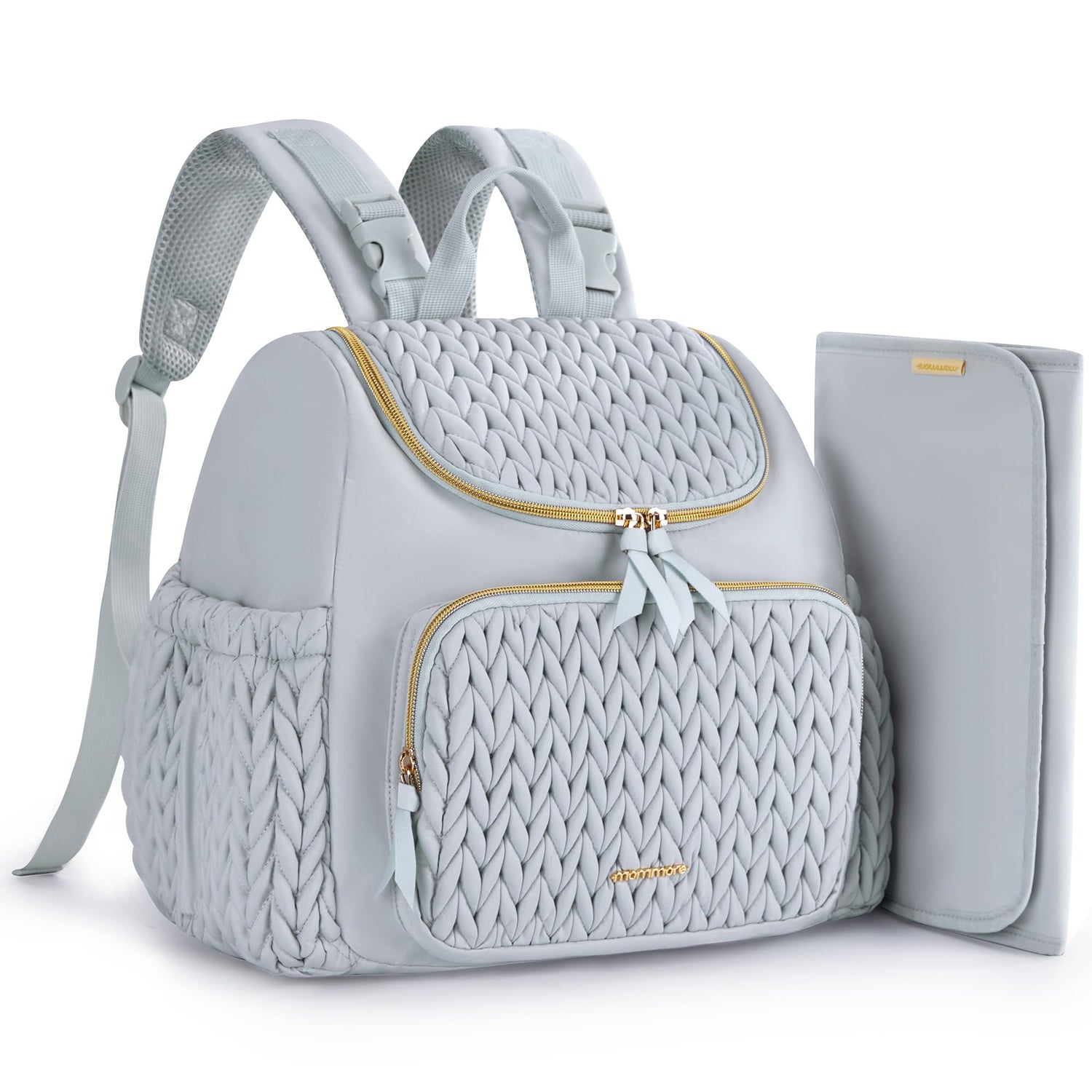 mommore Diaper Bag Small Diaper Backpack Stylish Baby Backpacks Travel Mini Maternity Bags with Insulated Pockets, Changing Pad, Stroller Straps