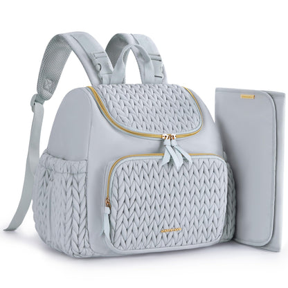 mommore Diaper Bag Small Diaper Backpack Stylish Baby Backpacks Travel Mini Maternity Bags with Insulated Pockets, Changing Pad, Stroller Straps